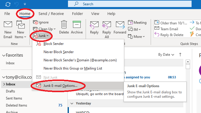 Managing Junk E Mail Options In Outlook Cilix Limited