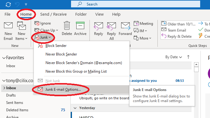 managing-junk-e-mail-options-in-outlook-cilix-limited